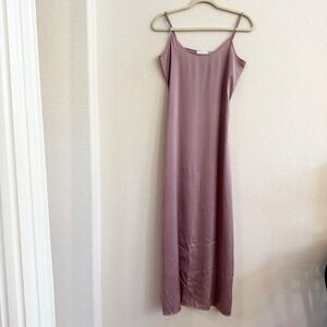 Zara Home Lingerie Collection Mauve Satin Maxi Slip Dress S/M Scoop Neck Slim